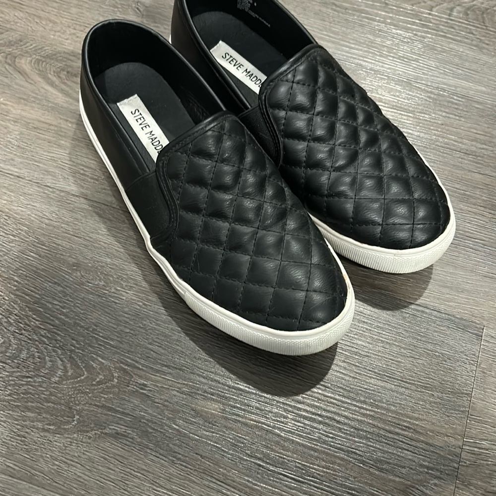 Steve Madden Black Quilted Slip-On Sneakers